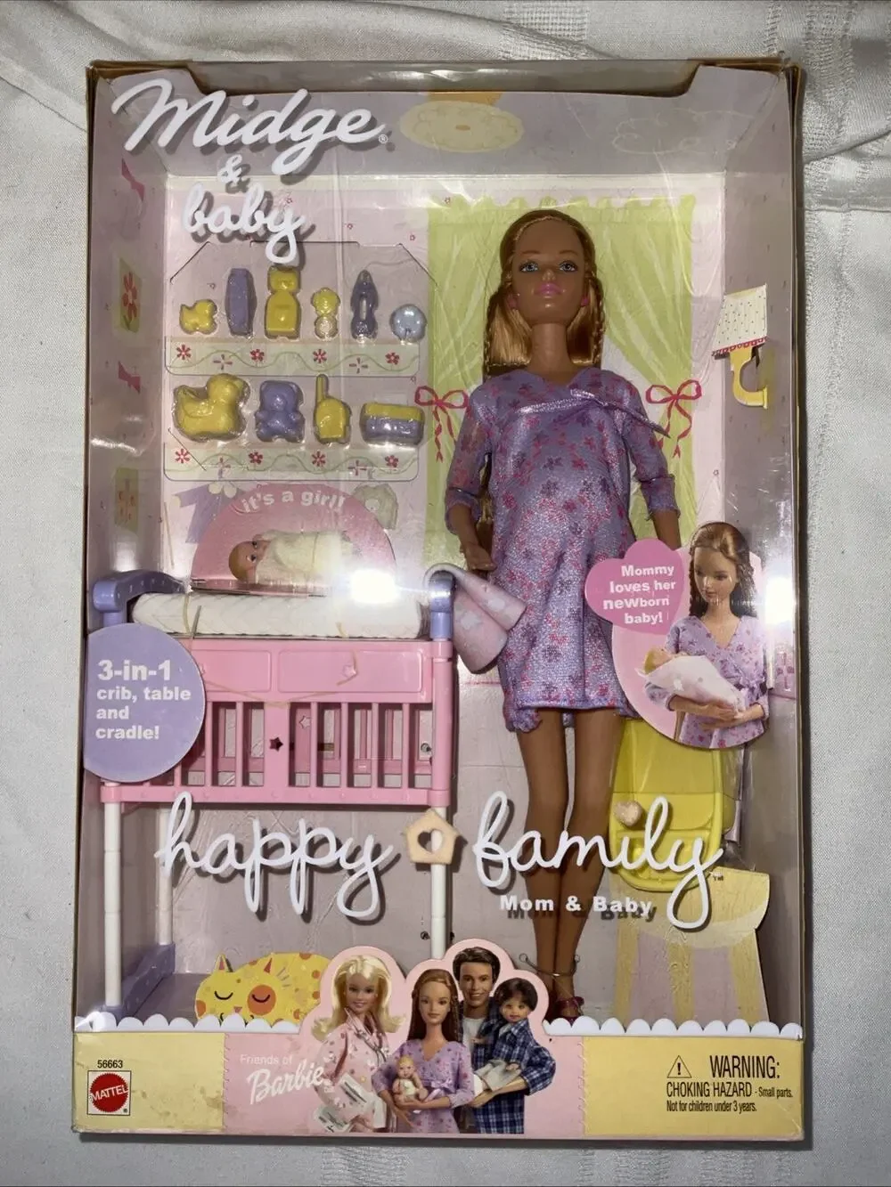 NEW NIB 2002 Barbie Midge & Baby – Happy Family Mom & Baby Set